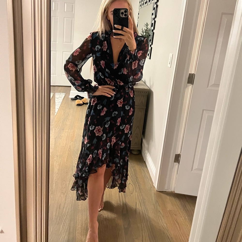 High/ low floral intermix dress